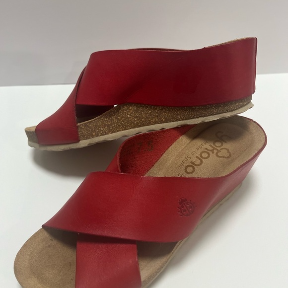 Wedge Sandals Cross Strap Leather Cork size 7.5 . Used - Picture 2 of 13